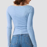 Casual Full Sleeves Solid Women Light Blue Top