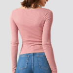Casual Full Sleeves Solid Women Pink Top