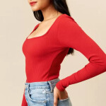 Casual Full Sleeves Solid Women Red Top
