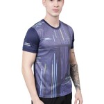 Men's Half Sleeves Sport Printed Gym Navy Blue T-Shirt