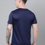 Men's Half Sleeves Sport Printed Gym Navy Blue T-Shirt