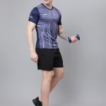 Men's Half Sleeves Sport Printed Gym Navy Blue T-Shirt