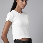 White Ribbed Fitted Crop Top